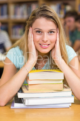 Portrait of female student in library