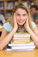 Portrait of female student in library