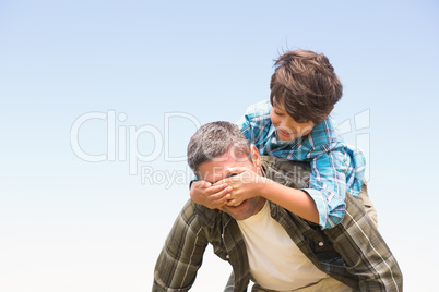 Father and son in the countryside