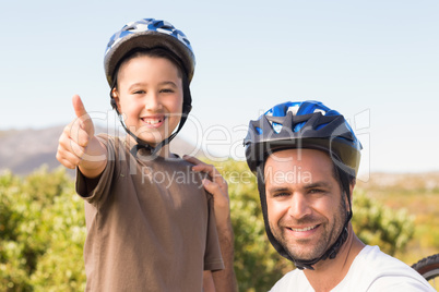 Father and son on a bike ride