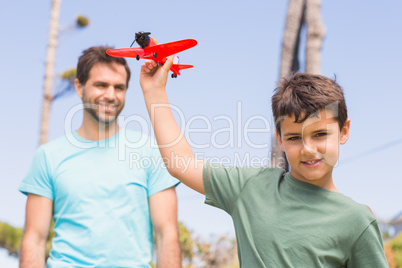 Father and son in the countryside