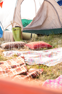 Bohemian style campsite at festival