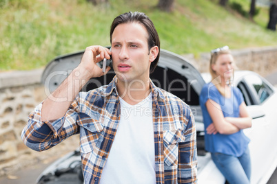Couple after a car breakdown