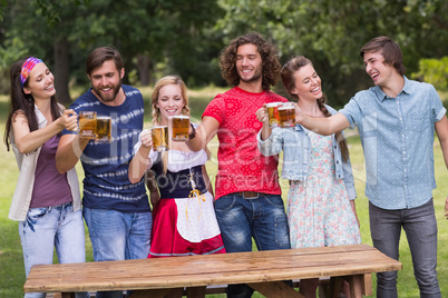 Group of friends celebrating oktoberfest