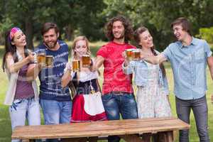 Group of friends celebrating oktoberfest