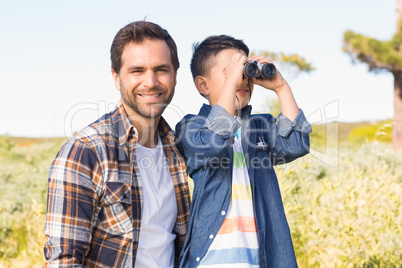 Father and son on a hike together