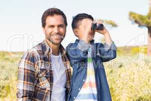 Father and son on a hike together