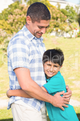 Father and son in the countryside