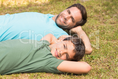 Father and son in the countryside