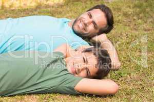 Father and son in the countryside