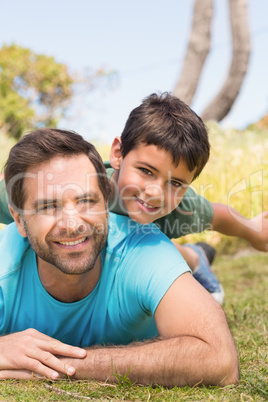 Father and son in the countryside