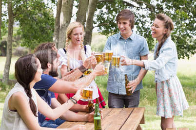 Group of friends celebrating oktoberfest