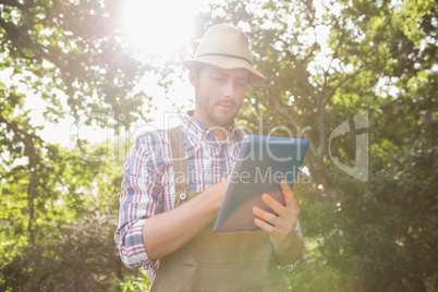 Farmer using his tablet pc