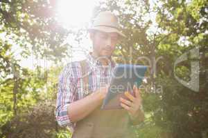 Farmer using his tablet pc