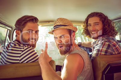 Hipster friends on road trip