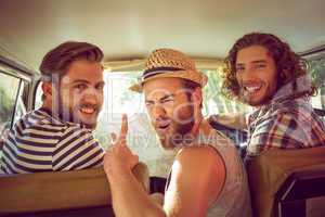 Hipster friends on road trip