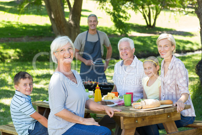 Happy family having picnic in the park