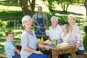 Happy family having picnic in the park