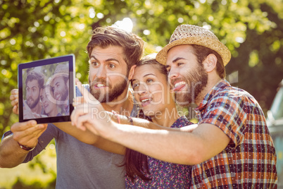 Hipster friends taking a selfie