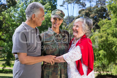 Soldier reunited with her parents