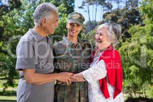 Soldier reunited with her parents