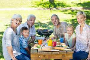 Happy family having picnic in the park