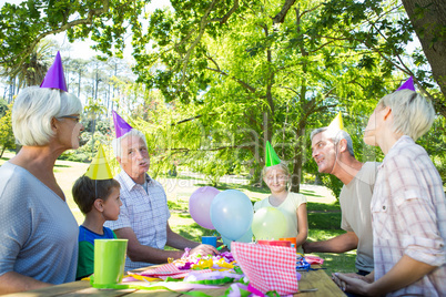 Happy family celebrating a birthday