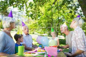 Happy family celebrating a birthday