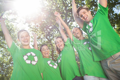 Happy environmental activists in the park