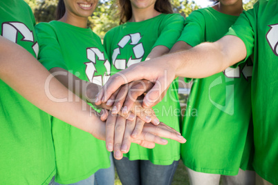 Happy environmental activists in the park