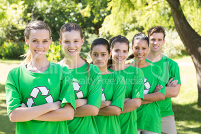 Happy environmental activists in the park