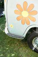 Flower sticker on side of van