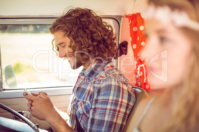 Hipster couple on road trip