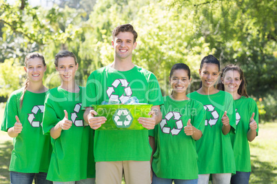 Happy environmental activists in the park