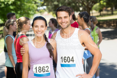 Fit friends before race in park