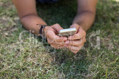 Man using phone in park