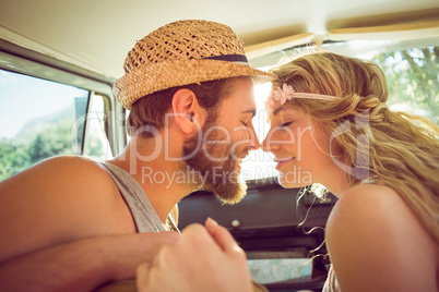Hipster couple on road trip
