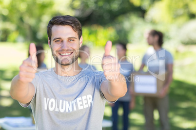 Happy volunteer in the park