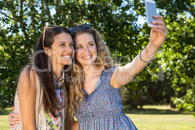 Pretty friends taking a selfie