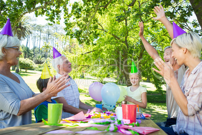 Happy family celebrating a birthday