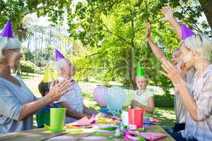 Happy family celebrating a birthday