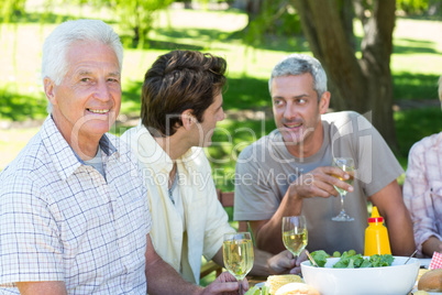 Happy family having picnic in the park