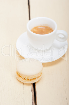 colorful macaroons with espresso coffee