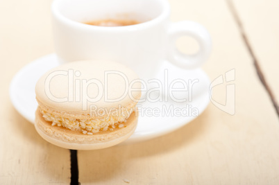 colorful macaroons with espresso coffee