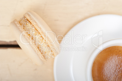 colorful macaroons with espresso coffee