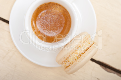 colorful macaroons with espresso coffee