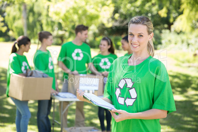 Happy environmental activists in the park