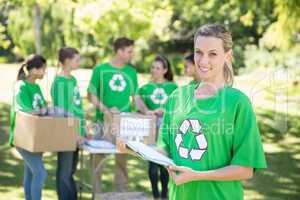 Happy environmental activists in the park