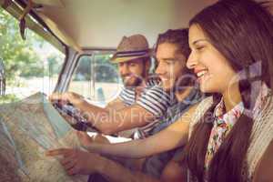 Hipster friends on road trip