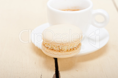 colorful macaroons with espresso coffee